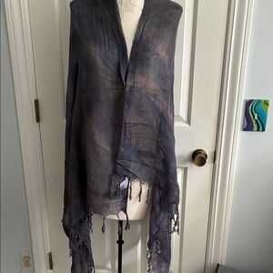 Calypso Bohemian Fringe Shawl in blue purple